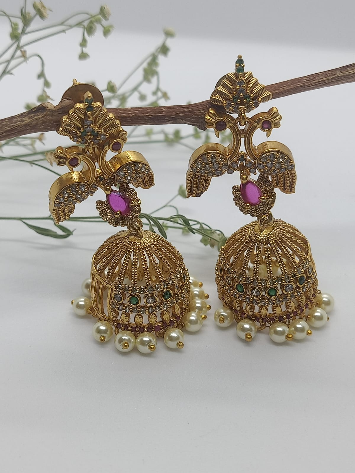 Peacock Jhumka Earrings | Purbilada