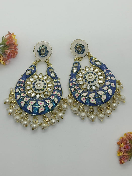 Blue Meenakari Chandbali