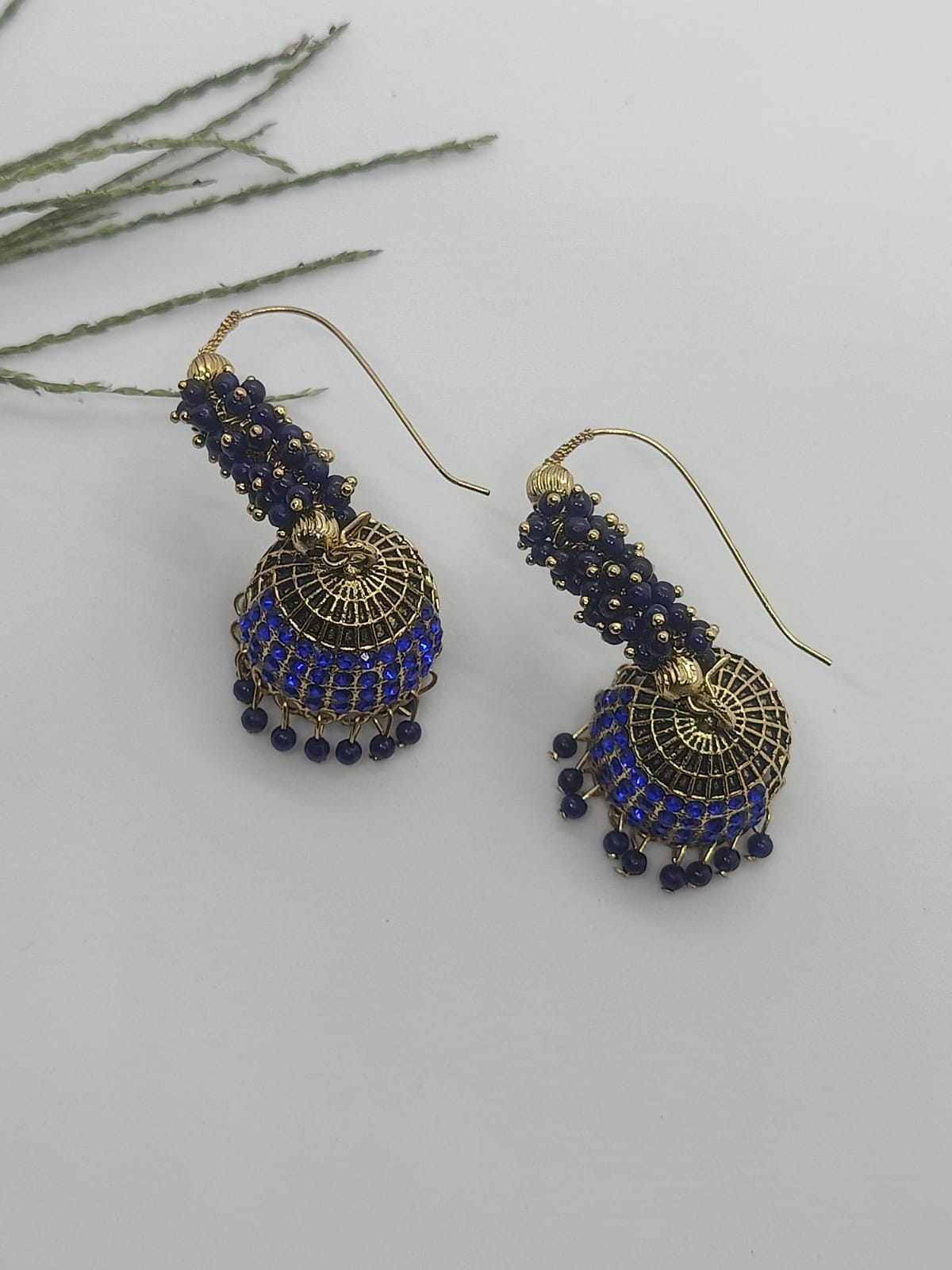 Blue Pearls Ethnic Jhumka