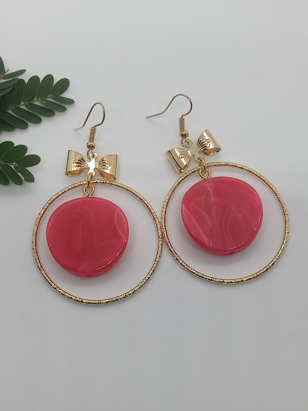 Fancy DarkPink Hoop Earrings