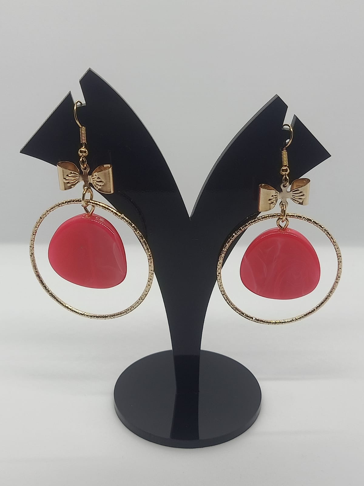 Fancy DarkPink Hoop Earrings