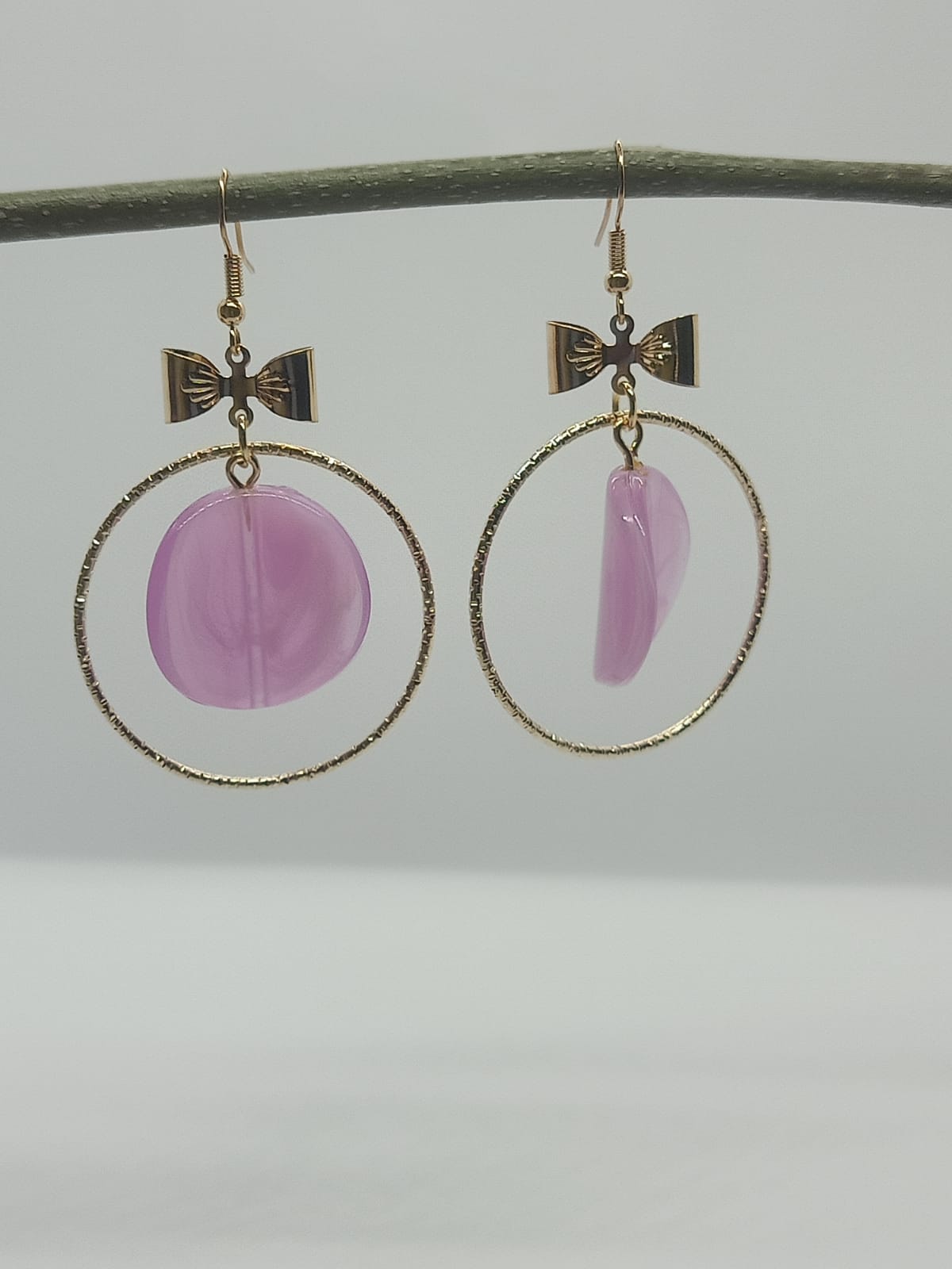 Fancy Purple Hoop Earrings