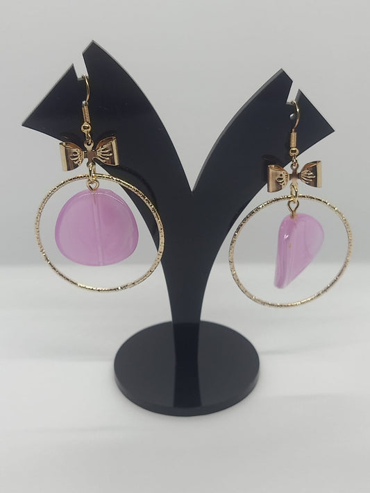 Fancy Purple Hoop Earrings