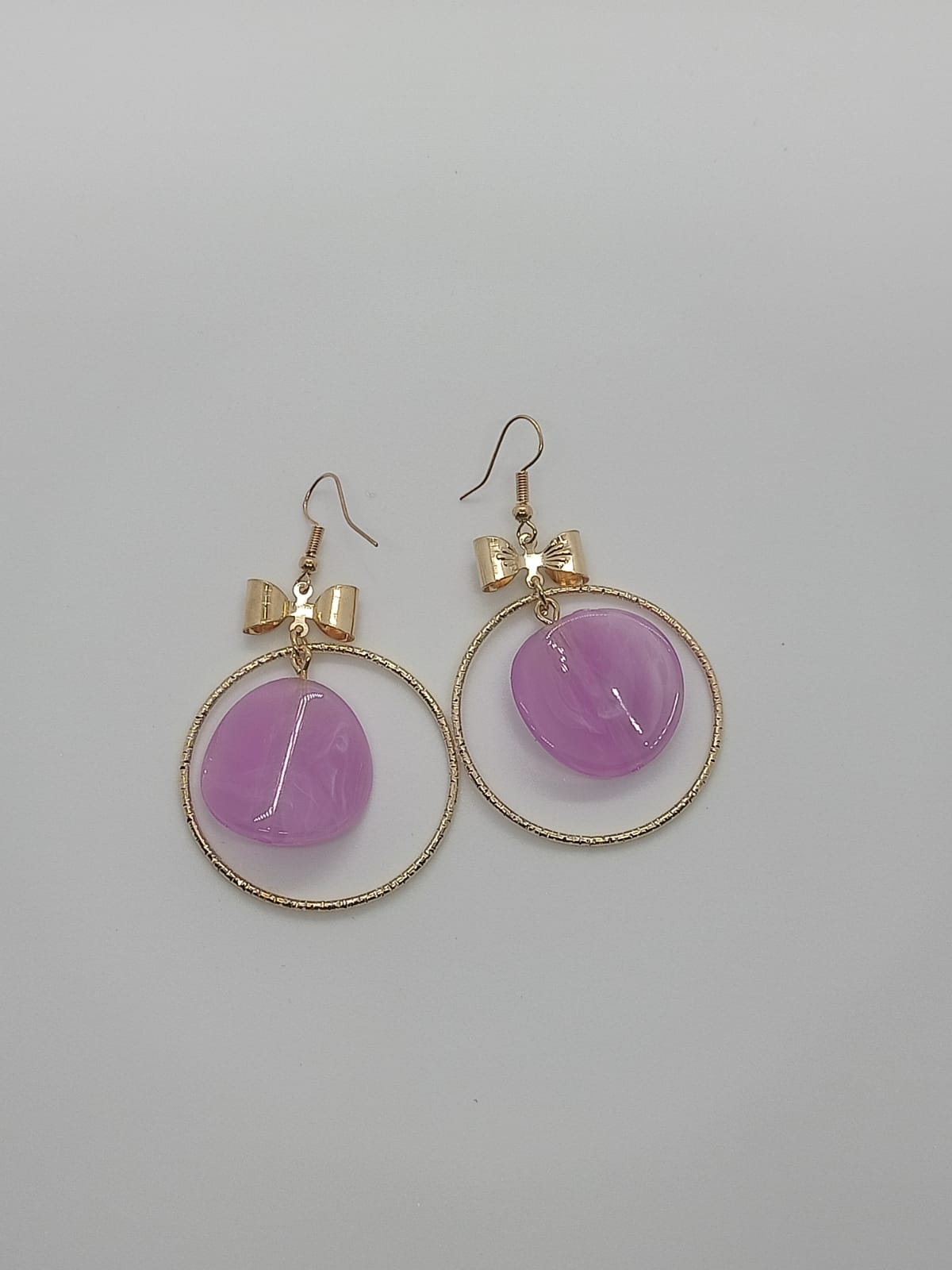 Fancy Purple Hoop Earrings