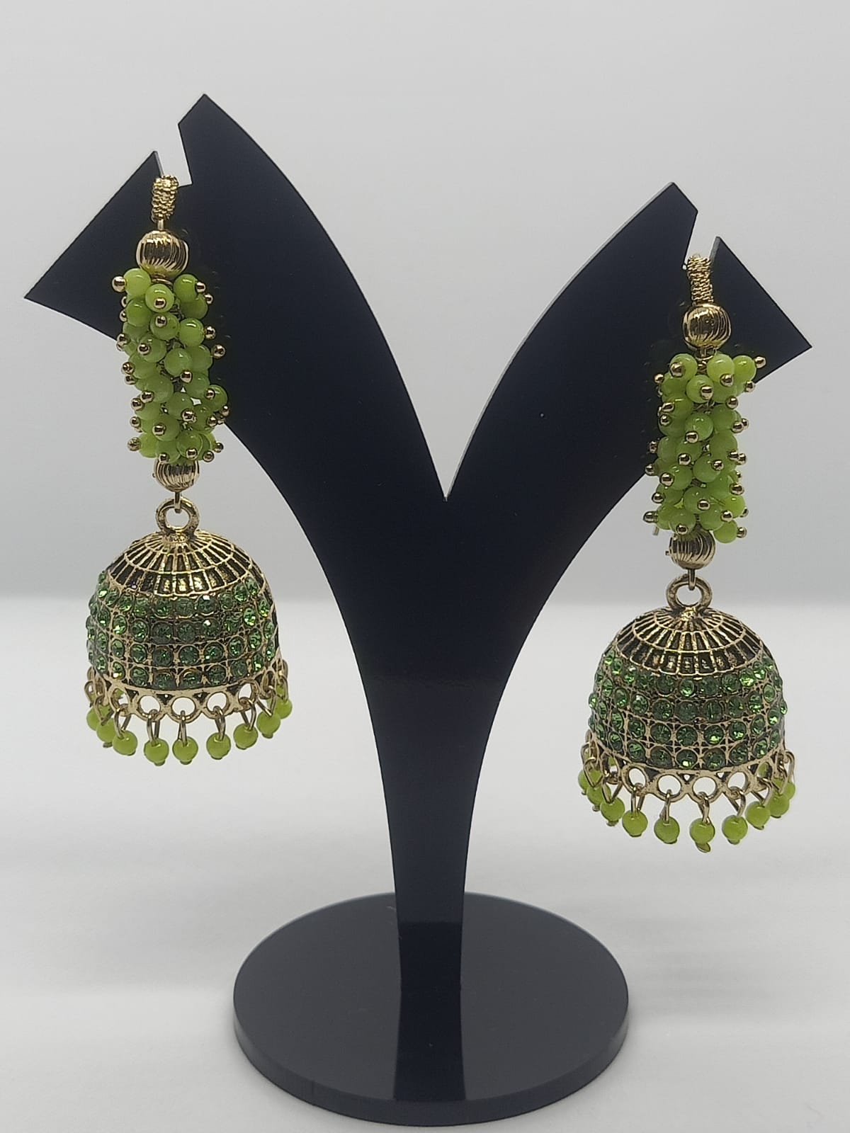 Green Pearls Ethnic Jhumka