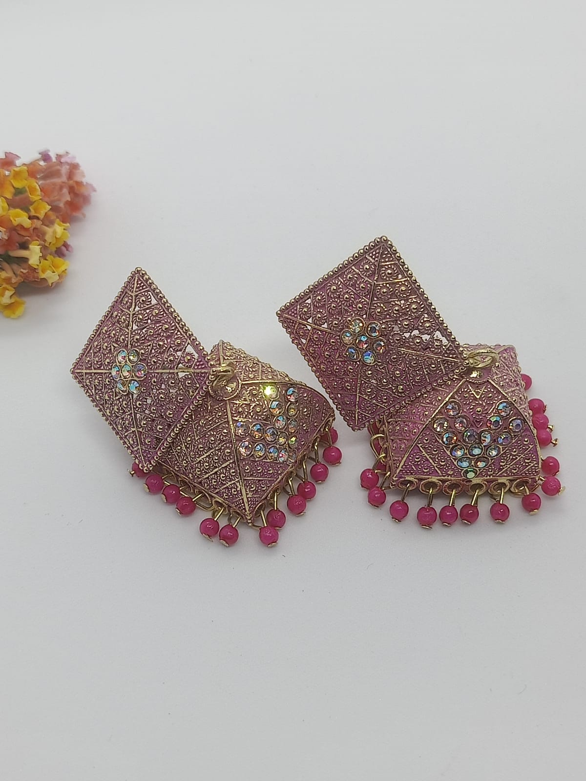 Pink Ethnic Jhumka