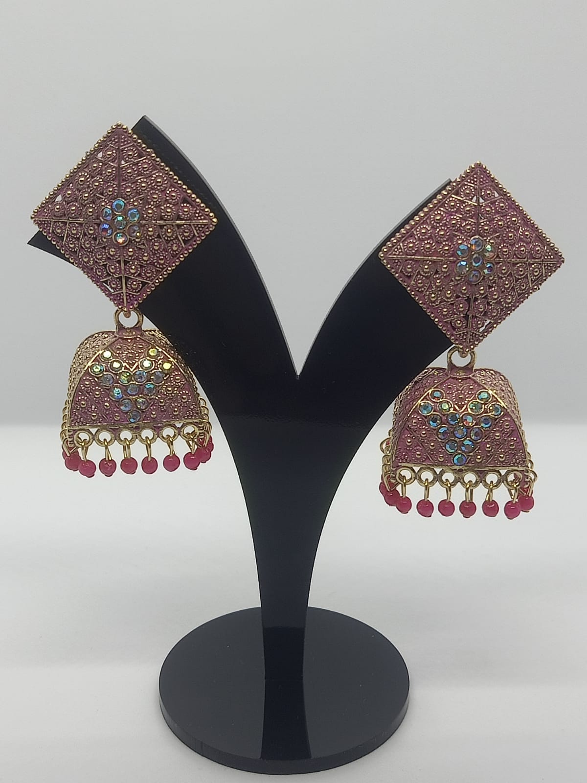 Pink Ethnic Jhumka