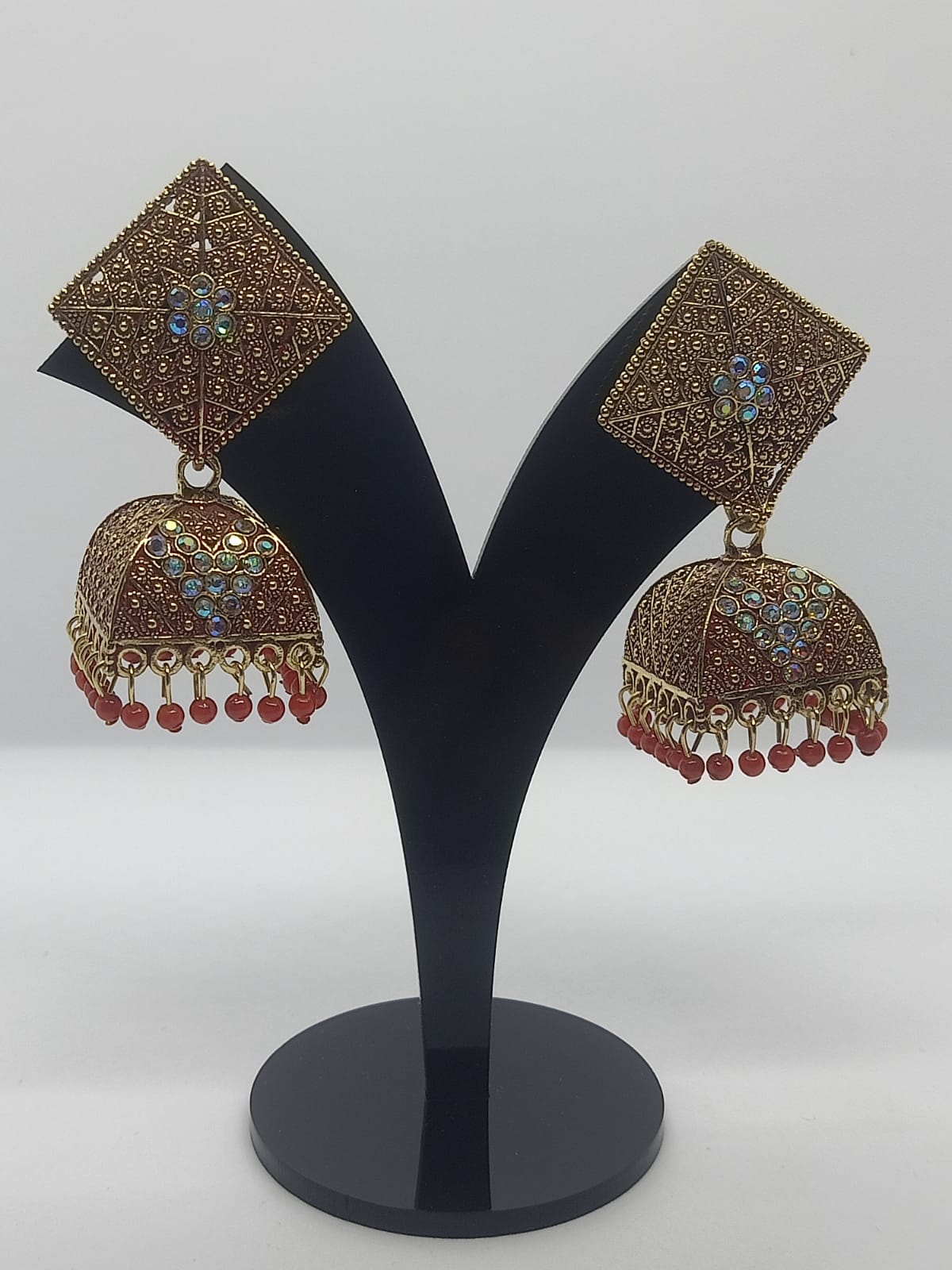 Red Ethnic Jhumka