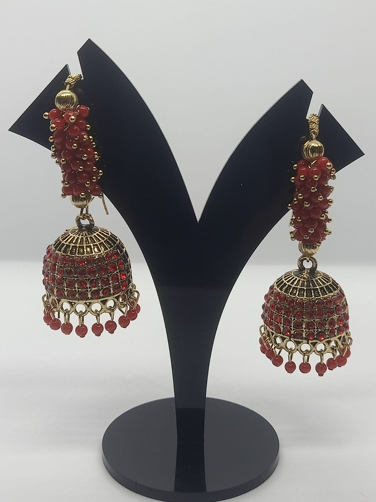 Red Pearls Ethnic Jhumka