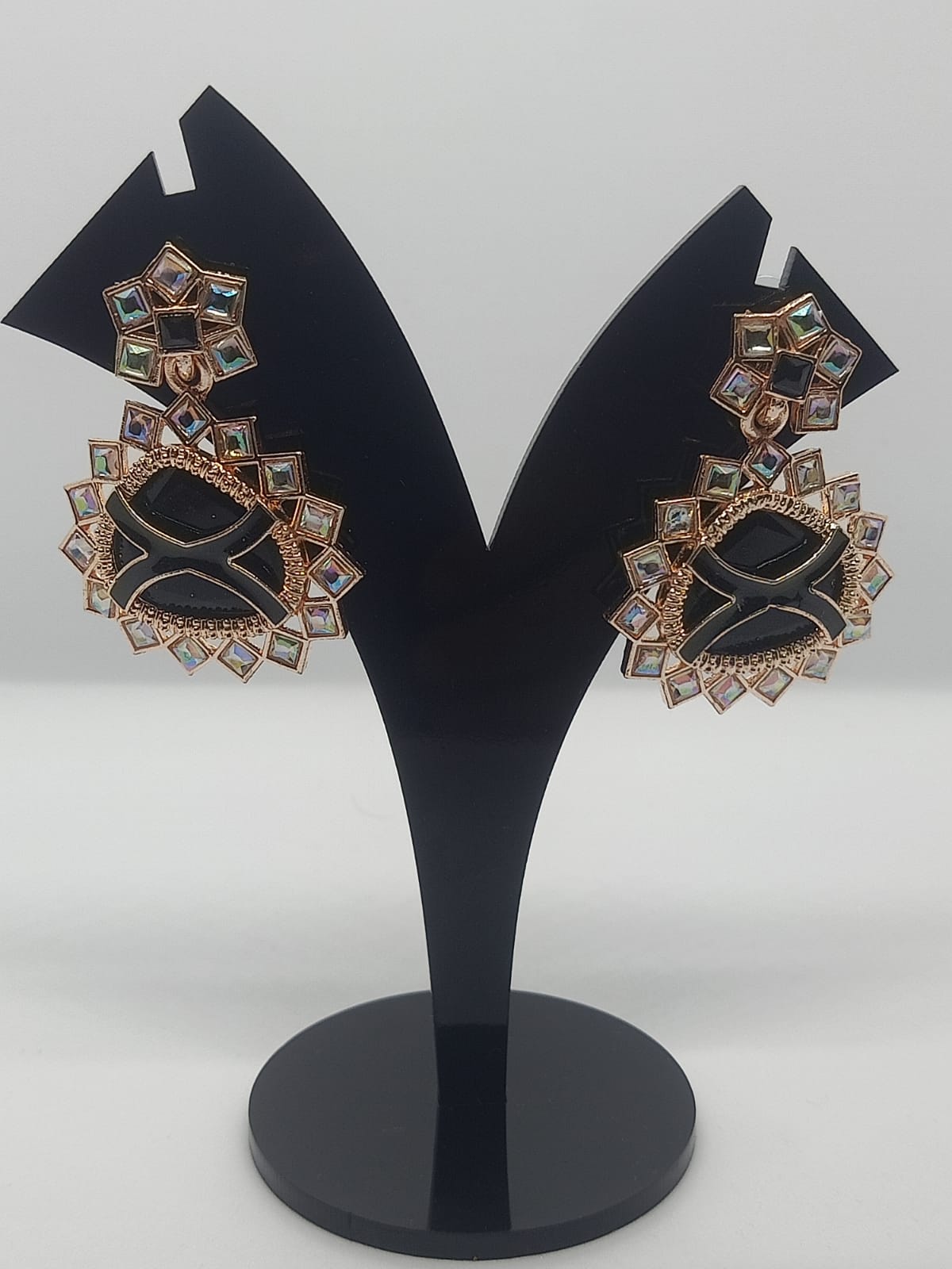 Rose Gold Black Earrings