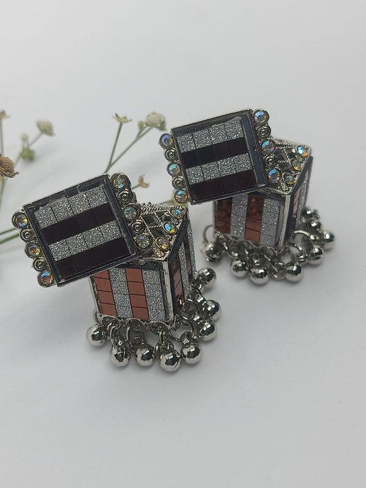 Square Shape Oxidised Jhumka