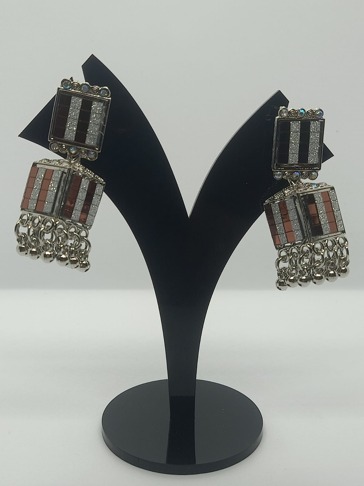 Square Shape Oxidised Jhumka