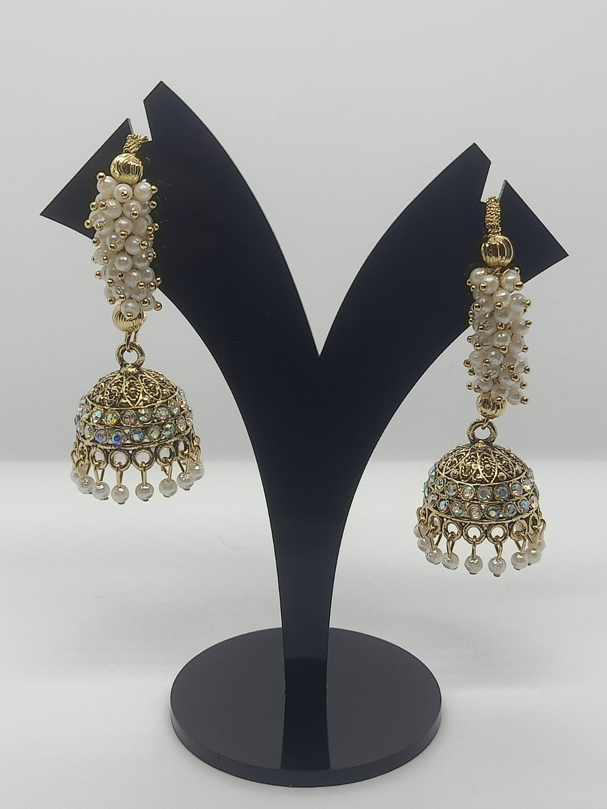 White Pearls Ethnic Jhumka